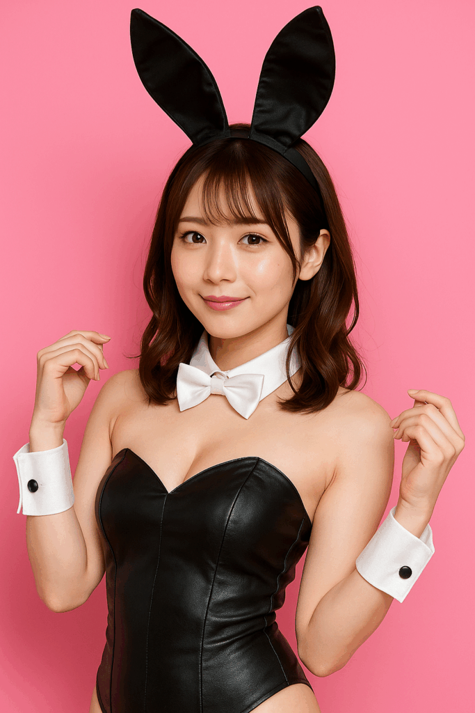 　那覇松山のガールズバーBUNNY BAR RABBITのキャスト。黒いバニー衣装を着た女性のプロフィール用画像。