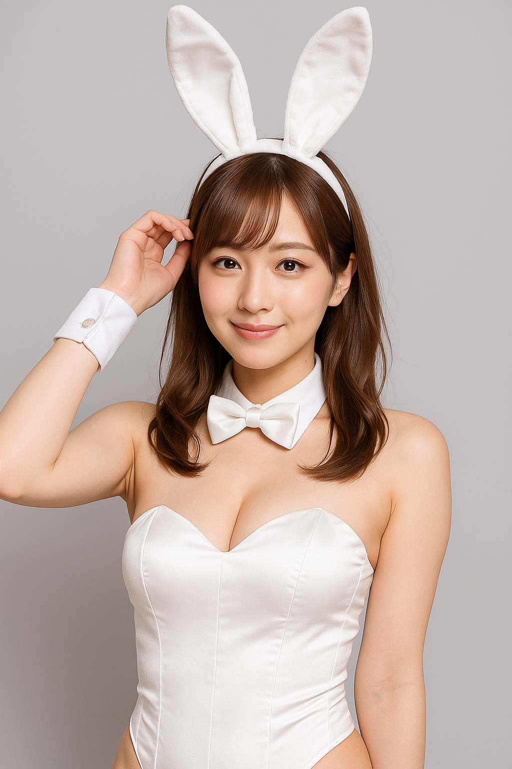 白いバニー衣装のキャスト画像。那覇松山のBUNNY BAR RABBITのキャスト一覧用。