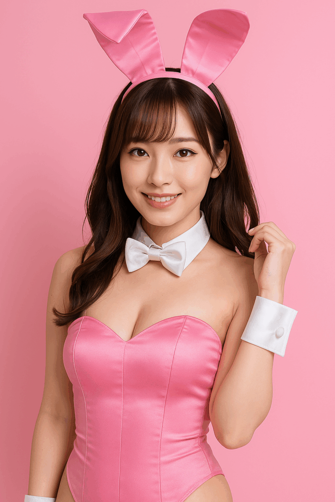 　赤いバニースーツを着た女性キャスト。那覇松山BUNNY BAR RABBITのプロフィール用画像。